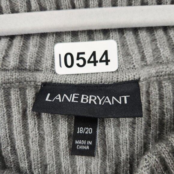 Lane Bryant Sweater Womens 18 Gray Wide Neck Off Shoulder Ruffle Beaded Ribbed - Picture 8 of 12